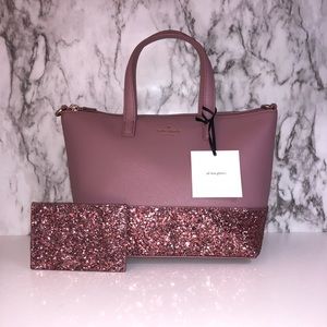 Kate Spade Ina Glitter Pink Purse Wallet Set